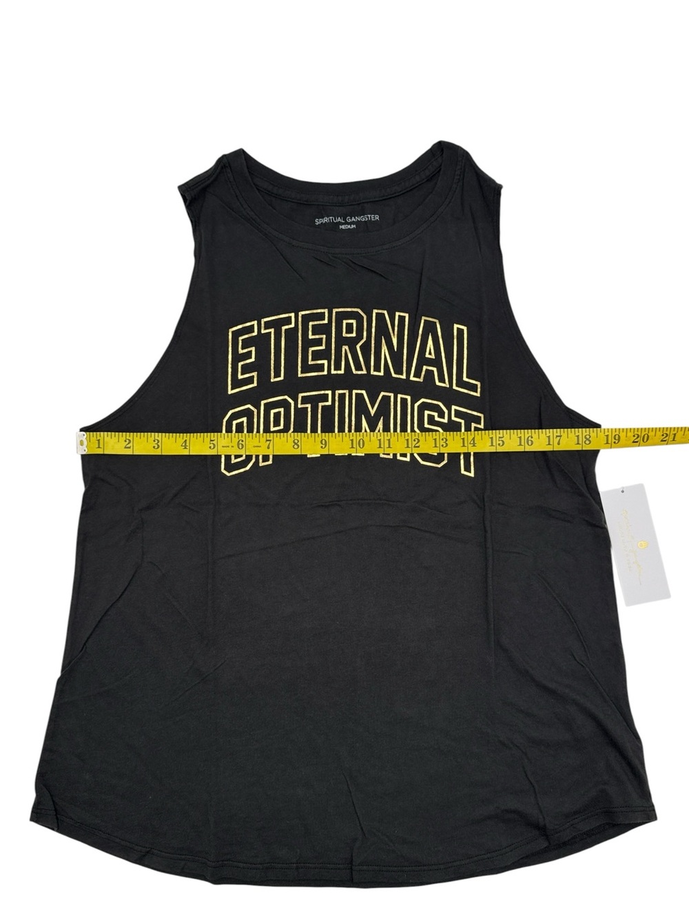 NWT Spiritual Gangster Eternal Optimist Jade Tank Top Black Gold Size Medium - Picture 10 of 11